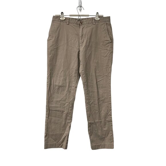 Vineyard Vines Breaker Tan Flannel Lined Straight Leg Pant Mens Size 33X30 - Picture 1 of 6